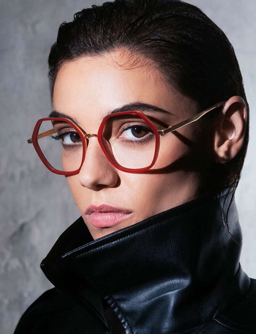 OCCHIALI DA DONNA ESAGONALE ROSSO